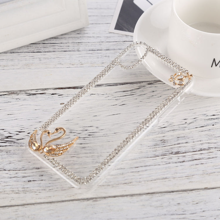 For iPhone X / XS Crystal Inlaid Swan Crown Decoration Hard PC Protective Back Case