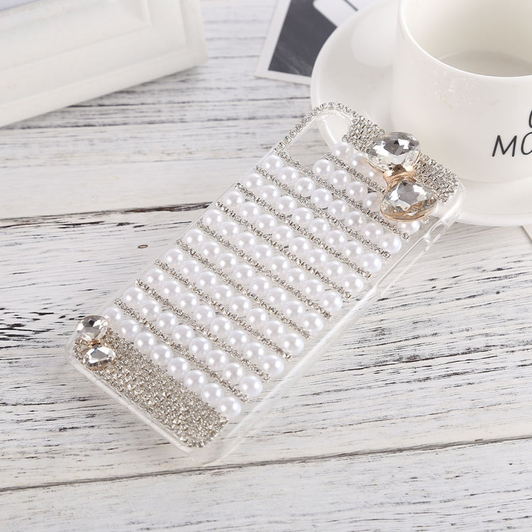 For iPhone X / XS Crystal Inlaid Beaded Bowknot Decor Hard PC Protective Back Case