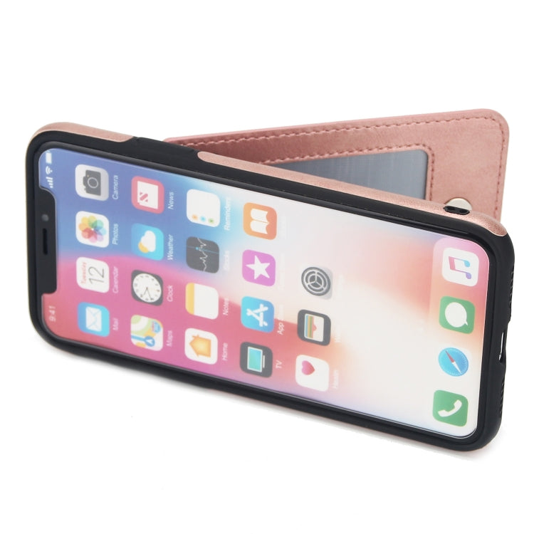 For iPhone X / XS Vertical Flip Zipper Multi-functional Leather Case with Holder & Photo Frame & Card Slots