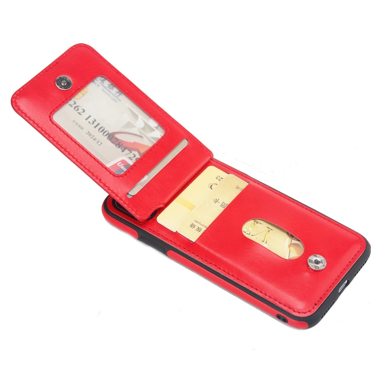 For iPhone X / XS Vertical Flip Zipper Multi-functional Leather Case with Holder & Photo Frame & Card Slots