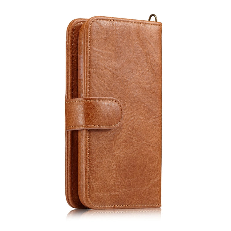 For iPhone X / XS PU Detachable Horizontal Flip Protective Leather Case with Card Slots & Wallet & Photo Frame & Lanyard (Brown)