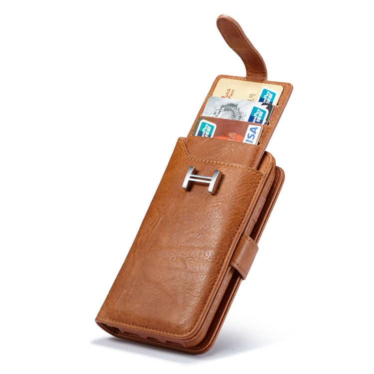 For iPhone X / XS PU Detachable Horizontal Flip Protective Leather Case with Card Slots & Wallet & Photo Frame & Lanyard (Brown)