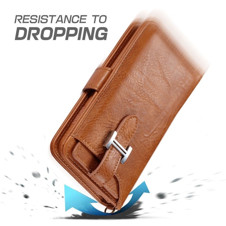 For iPhone X / XS PU Detachable Horizontal Flip Protective Leather Case with Card Slots & Wallet & Photo Frame & Lanyard (Brown)