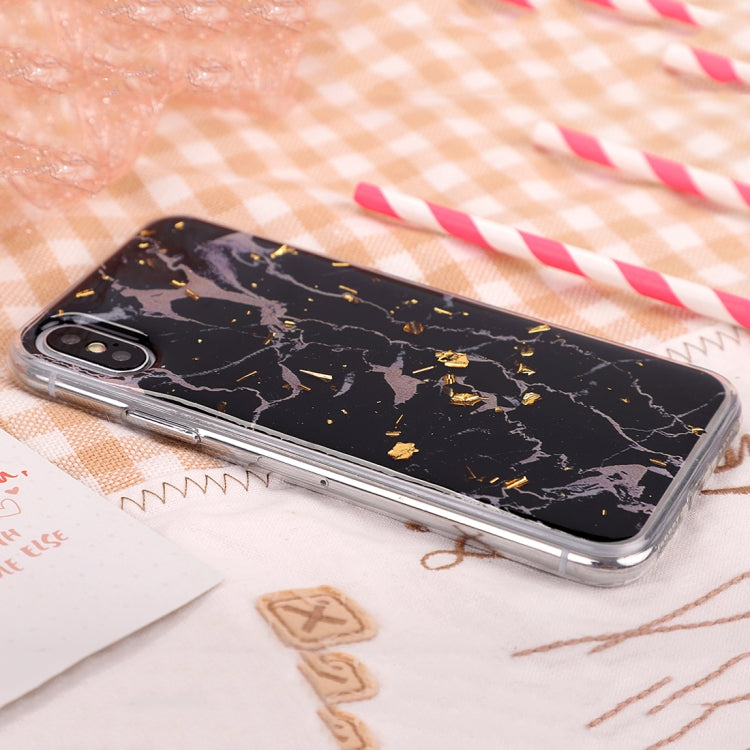 For iPhone X / XS Epoxy Gold Foil Marble Pattern Soft TPU Case
