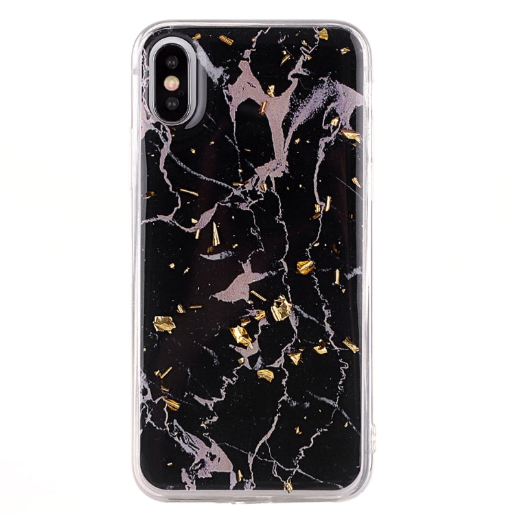 For iPhone X / XS Epoxy Gold Foil Marble Pattern Soft TPU Case