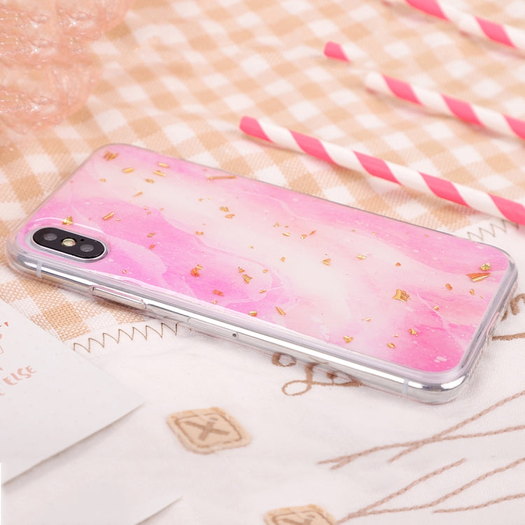 For iPhone X / XS Epoxy Gold Foil Marble Pattern Soft TPU Case