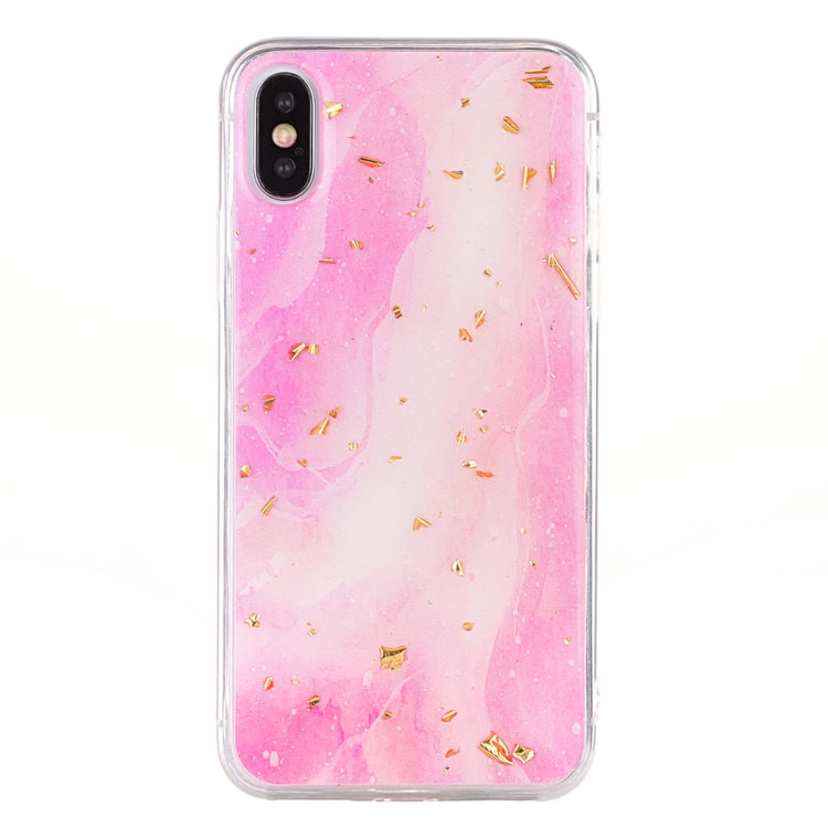 For iPhone X / XS Epoxy Gold Foil Marble Pattern Soft TPU Case