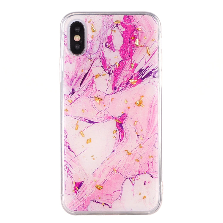 For iPhone X / XS Epoxy Gold Foil Marble Pattern Soft TPU Case