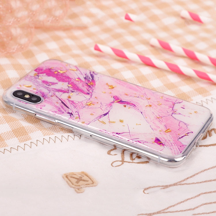 For iPhone X / XS Epoxy Gold Foil Marble Pattern Soft TPU Case