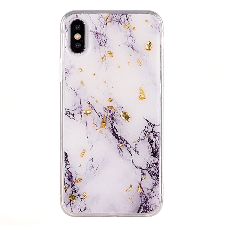 For iPhone X / XS Epoxy Gold Foil Marble Pattern Soft TPU Case