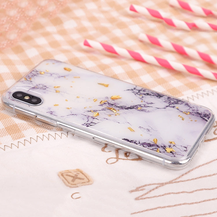 For iPhone X / XS Epoxy Gold Foil Marble Pattern Soft TPU Case