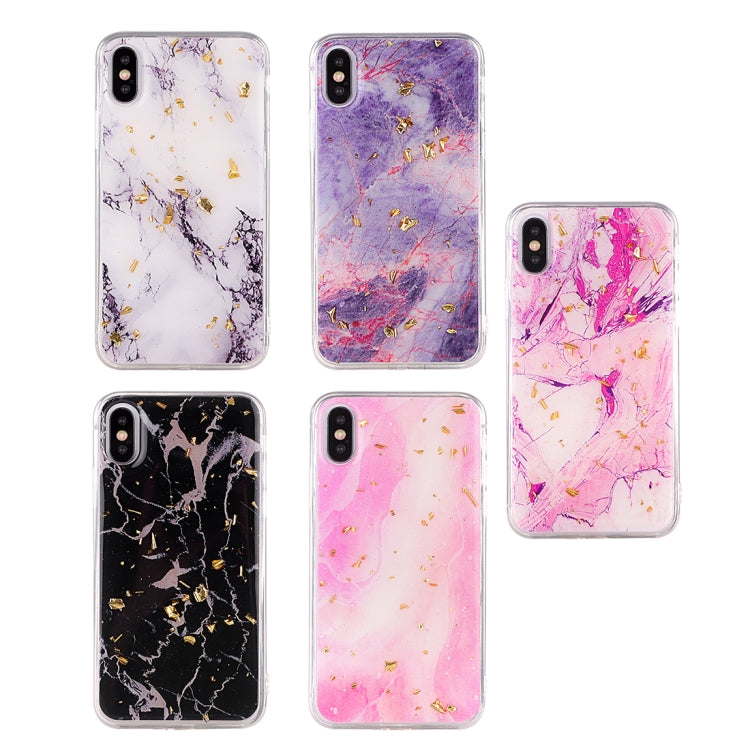 For iPhone X / XS Epoxy Gold Foil Marble Pattern Soft TPU Case