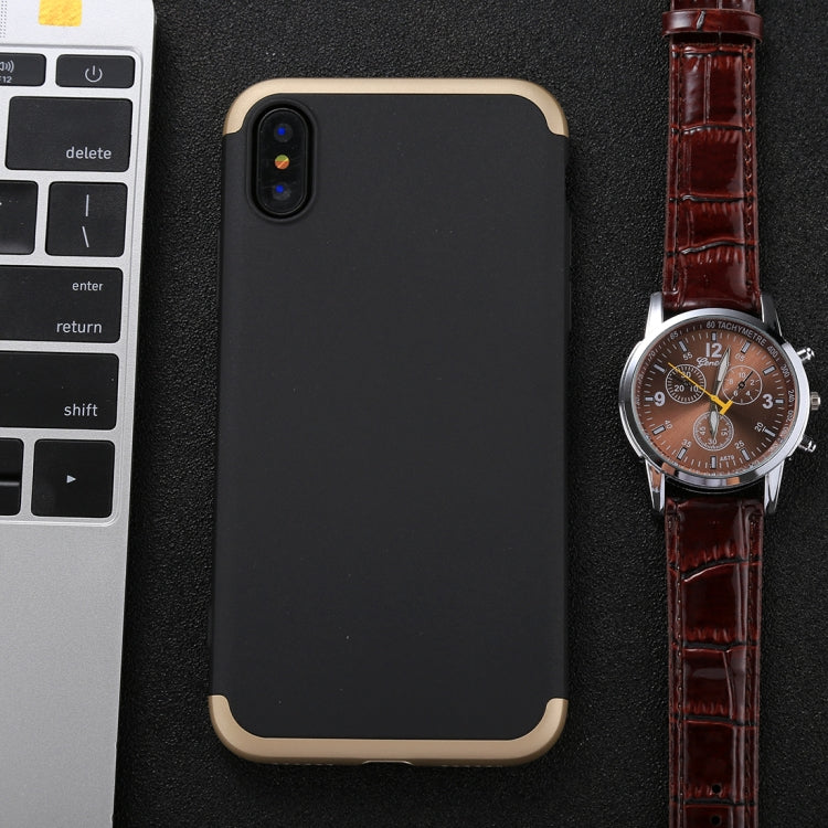 For iPhone X / XS GKK Three-paragraph 360 Degrees Full Coverage Protective Cover Case with Tempered Glass Film