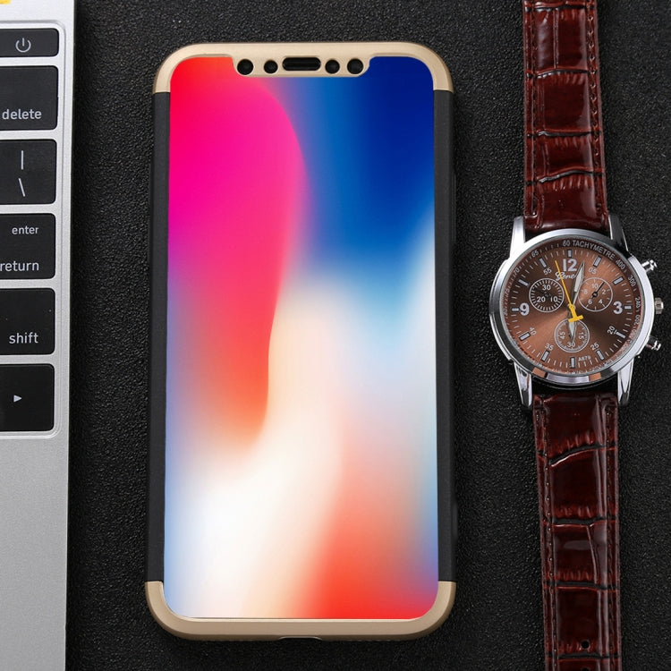 For iPhone X / XS GKK Three-paragraph 360 Degrees Full Coverage Protective Cover Case with Tempered Glass Film