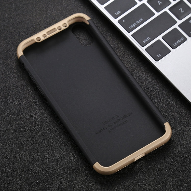 For iPhone X / XS GKK Three-paragraph 360 Degrees Full Coverage Protective Cover Case with Tempered Glass Film