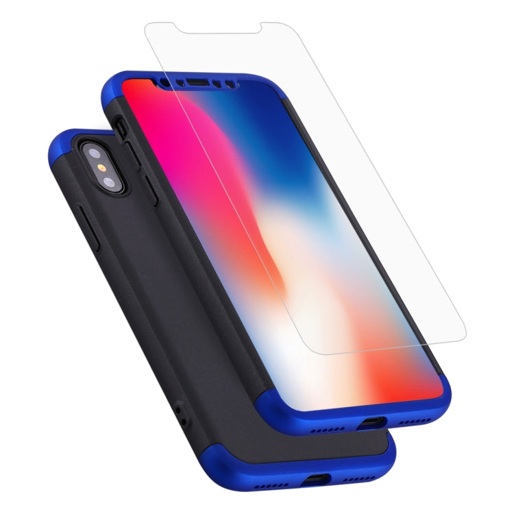 For iPhone X / XS GKK Three-paragraph 360 Degrees Full Coverage Protective Cover Case with Tempered Glass Film