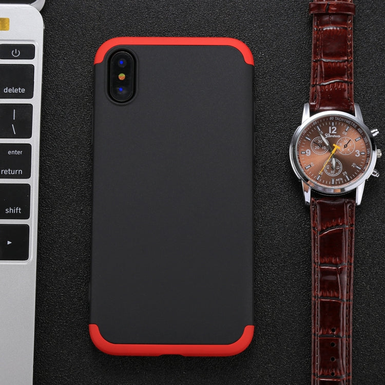 For iPhone X / XS GKK Three-paragraph 360 Degrees Full Coverage Protective Cover Case with Tempered Glass Film