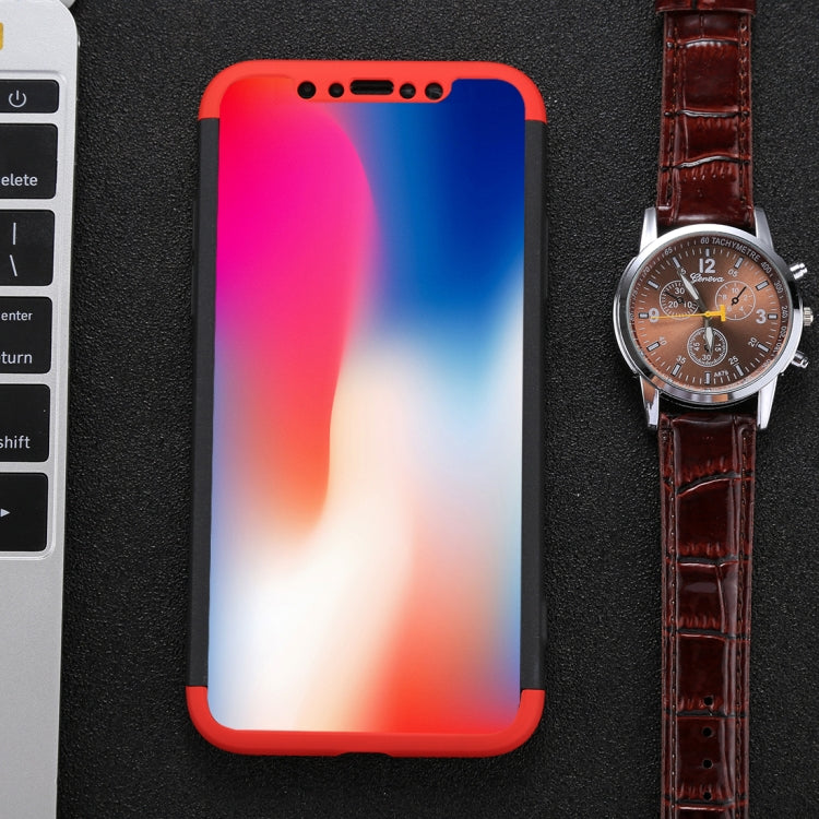 For iPhone X / XS GKK Three-paragraph 360 Degrees Full Coverage Protective Cover Case with Tempered Glass Film