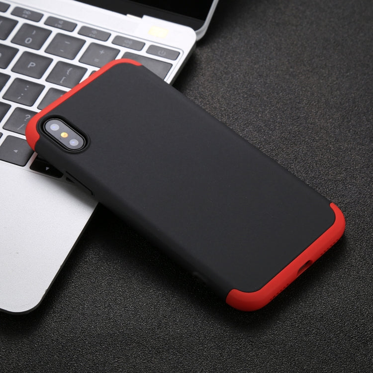 For iPhone X / XS GKK Three-paragraph 360 Degrees Full Coverage Protective Cover Case with Tempered Glass Film