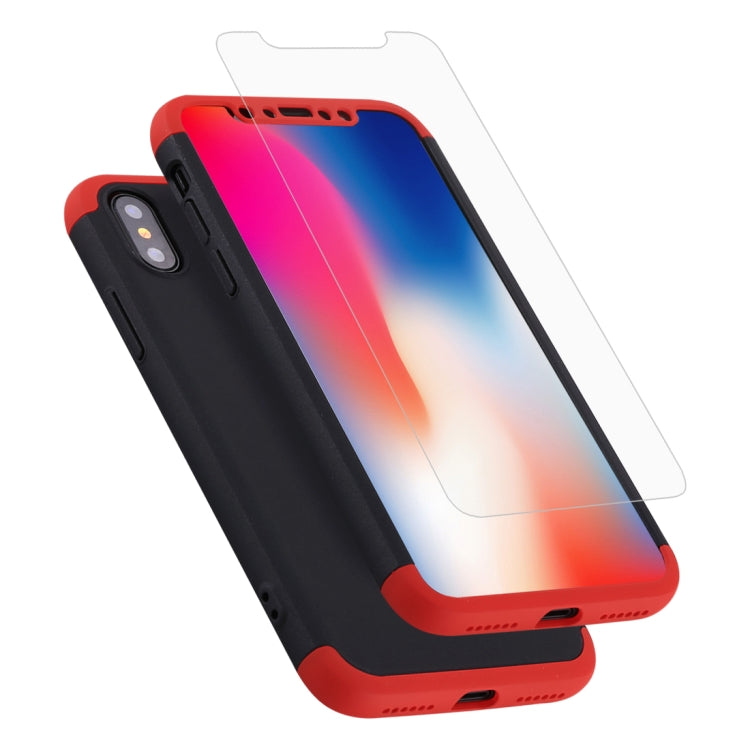 For iPhone X / XS GKK Three-paragraph 360 Degrees Full Coverage Protective Cover Case with Tempered Glass Film