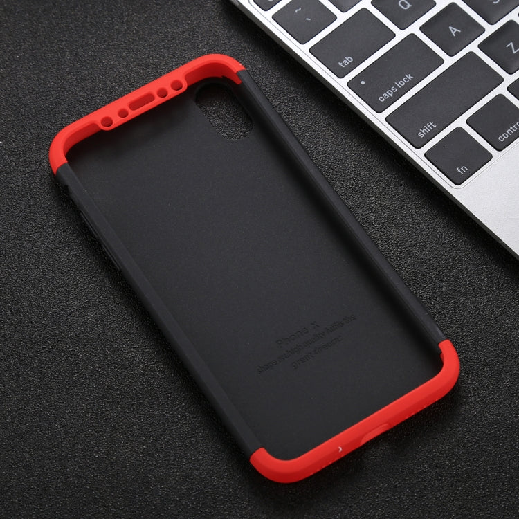 For iPhone X / XS GKK Three-paragraph 360 Degrees Full Coverage Protective Cover Case with Tempered Glass Film