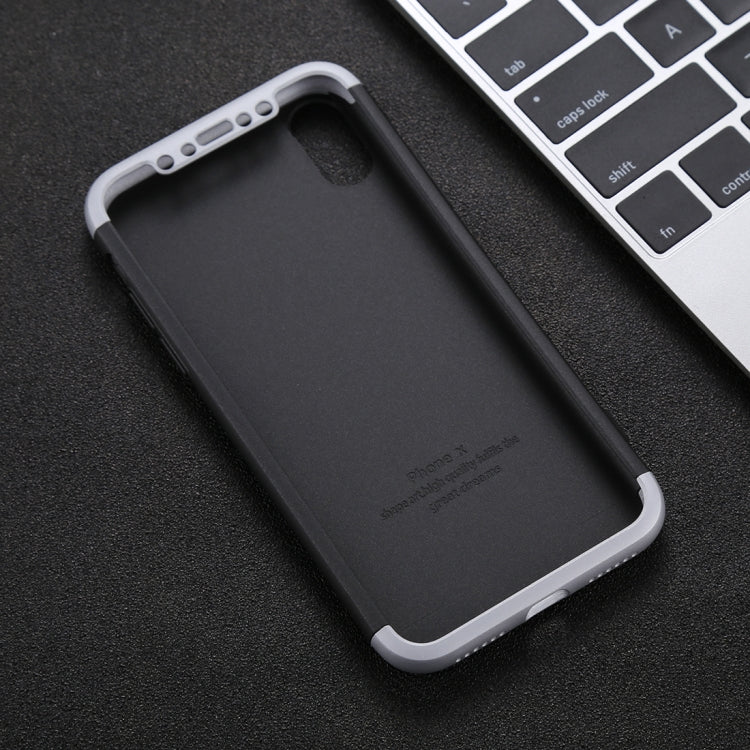 For iPhone X / XS GKK Three-paragraph 360 Degrees Full Coverage Protective Cover Case with Tempered Glass Film