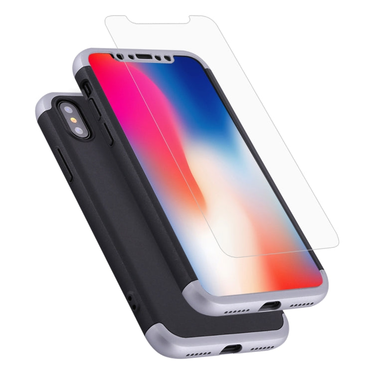 For iPhone X / XS GKK Three-paragraph 360 Degrees Full Coverage Protective Cover Case with Tempered Glass Film