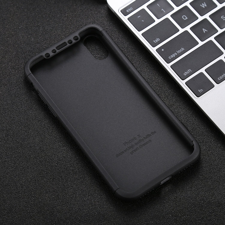 For iPhone X / XS GKK Three-paragraph 360 Degrees Full Coverage Protective Cover Case with Tempered Glass Film