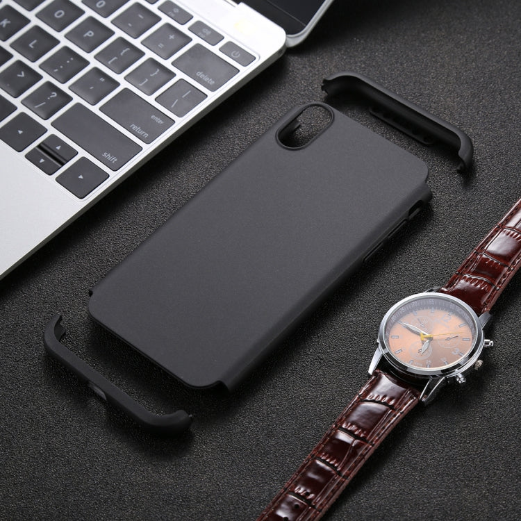 For iPhone X / XS GKK Three-paragraph 360 Degrees Full Coverage Protective Cover Case with Tempered Glass Film
