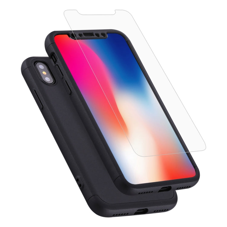For iPhone X / XS GKK Three-paragraph 360 Degrees Full Coverage Protective Cover Case with Tempered Glass Film