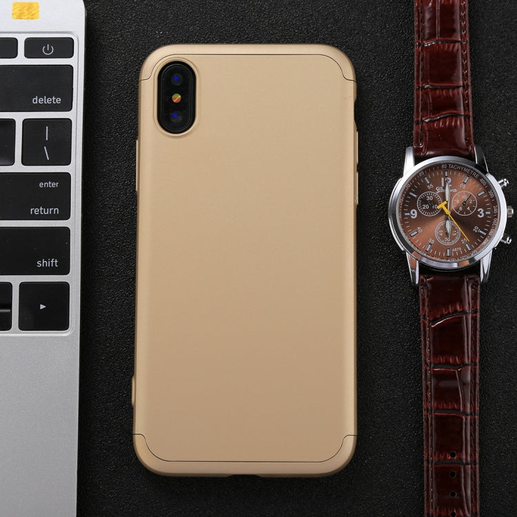 For iPhone X / XS GKK Three-paragraph 360 Degrees Full Coverage Protective Cover Case with Tempered Glass Film