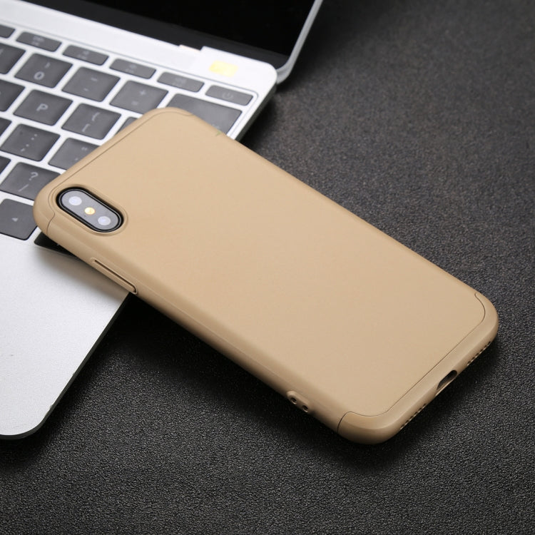 For iPhone X / XS GKK Three-paragraph 360 Degrees Full Coverage Protective Cover Case with Tempered Glass Film