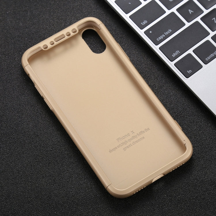 For iPhone X / XS GKK Three-paragraph 360 Degrees Full Coverage Protective Cover Case with Tempered Glass Film