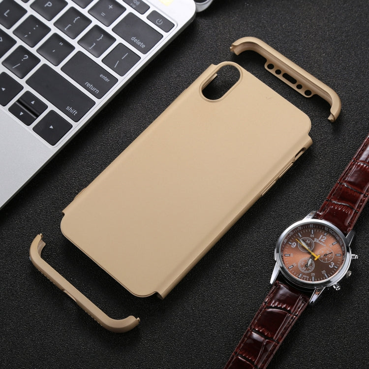 For iPhone X / XS GKK Three-paragraph 360 Degrees Full Coverage Protective Cover Case with Tempered Glass Film