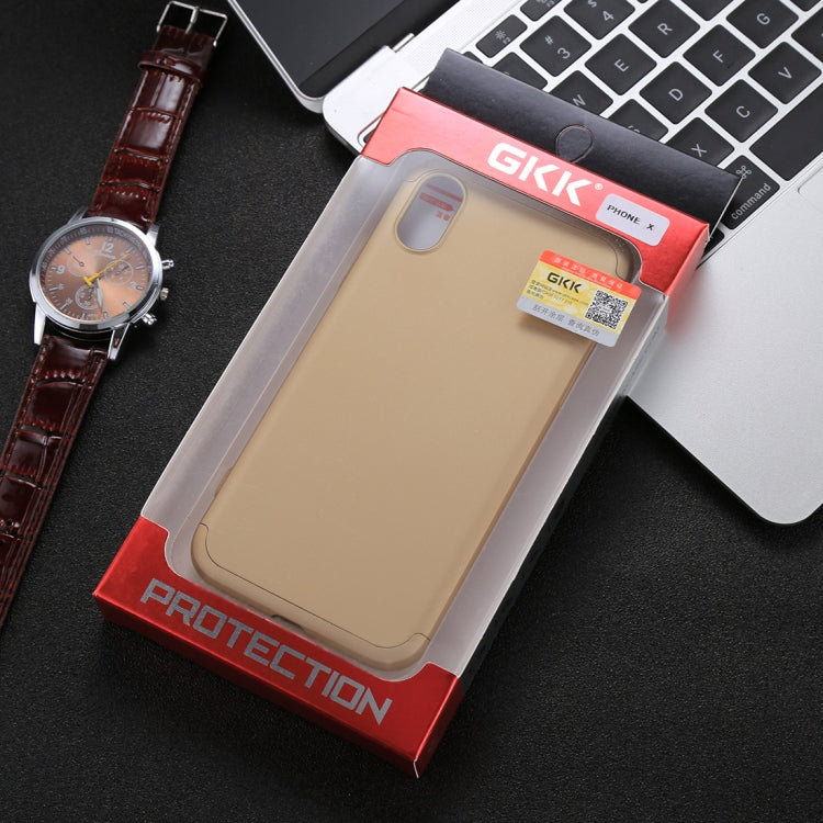 For iPhone X / XS GKK Three-paragraph 360 Degrees Full Coverage Protective Cover Case with Tempered Glass Film