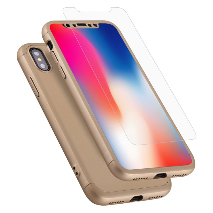 For iPhone X / XS GKK Three-paragraph 360 Degrees Full Coverage Protective Cover Case with Tempered Glass Film