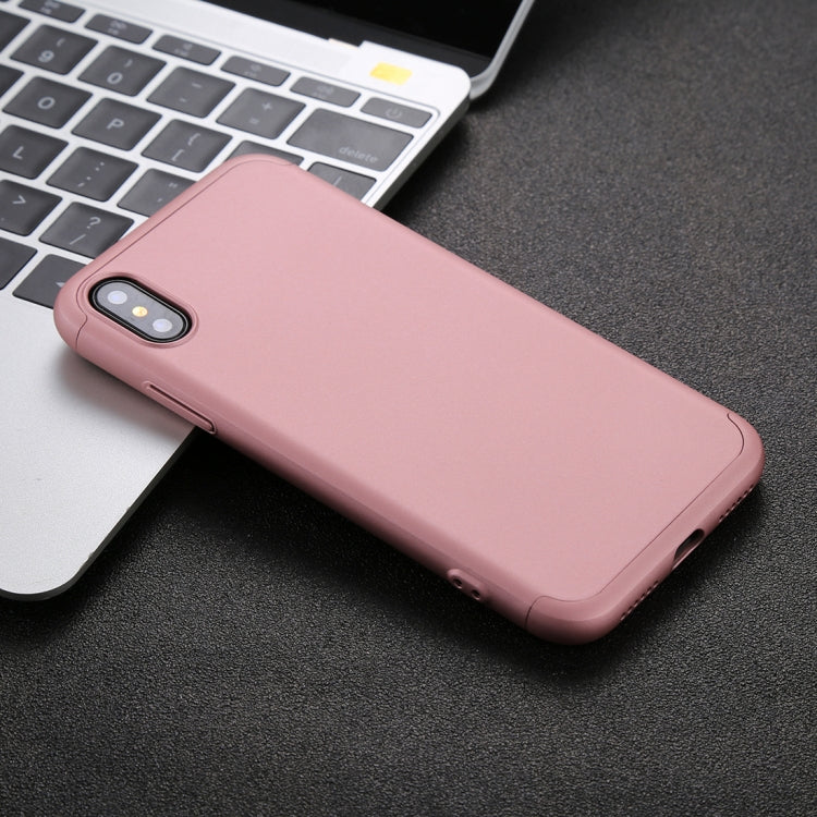 For iPhone X / XS GKK Three-paragraph 360 Degrees Full Coverage Protective Cover Case with Tempered Glass Film