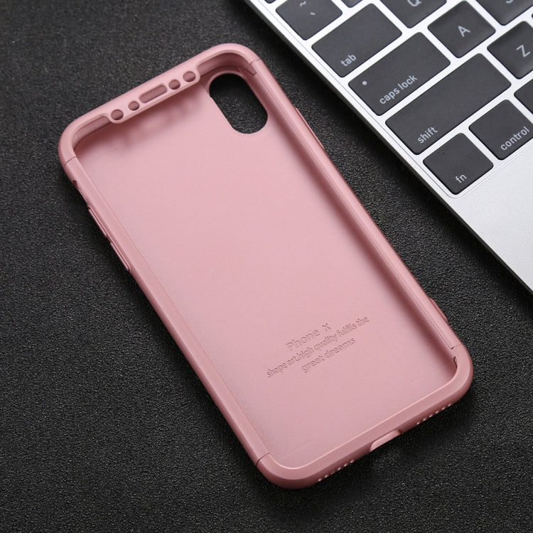 For iPhone X / XS GKK Three-paragraph 360 Degrees Full Coverage Protective Cover Case with Tempered Glass Film