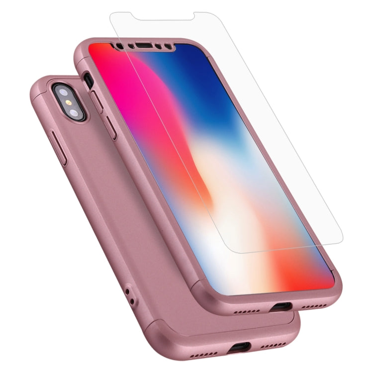 For iPhone X / XS GKK Three-paragraph 360 Degrees Full Coverage Protective Cover Case with Tempered Glass Film