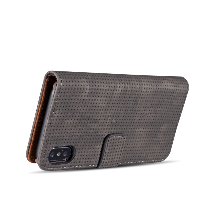 For iPhone X / XS Retro Style Mesh Breathable Horizontal Flip Leather Case with Card Slots & Holder & Wallet & Photo Frame