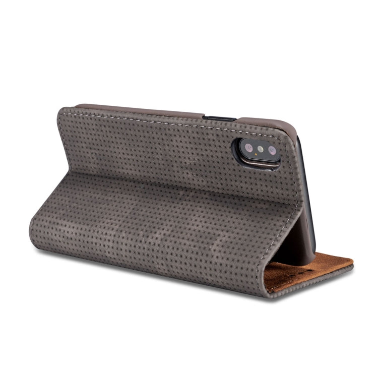 For iPhone X / XS Retro Style Mesh Breathable Horizontal Flip Leather Case with Card Slots & Holder & Wallet & Photo Frame