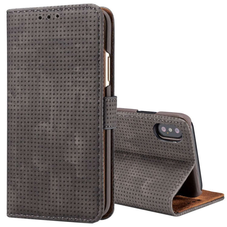 For iPhone X / XS Retro Style Mesh Breathable Horizontal Flip Leather Case with Card Slots & Holder & Wallet & Photo Frame