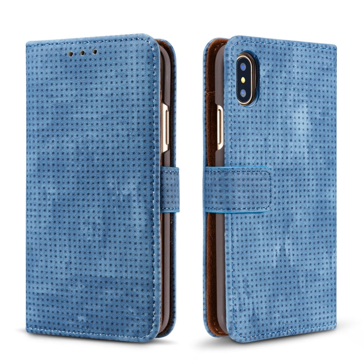 For iPhone X / XS Retro Style Mesh Breathable Horizontal Flip Leather Case with Card Slots & Holder & Wallet & Photo Frame