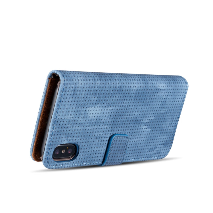 For iPhone X / XS Retro Style Mesh Breathable Horizontal Flip Leather Case with Card Slots & Holder & Wallet & Photo Frame