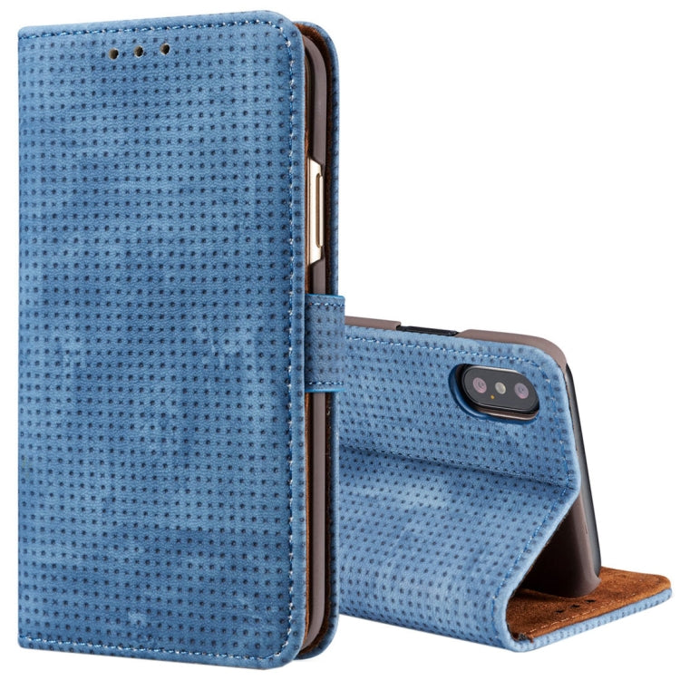 For iPhone X / XS Retro Style Mesh Breathable Horizontal Flip Leather Case with Card Slots & Holder & Wallet & Photo Frame