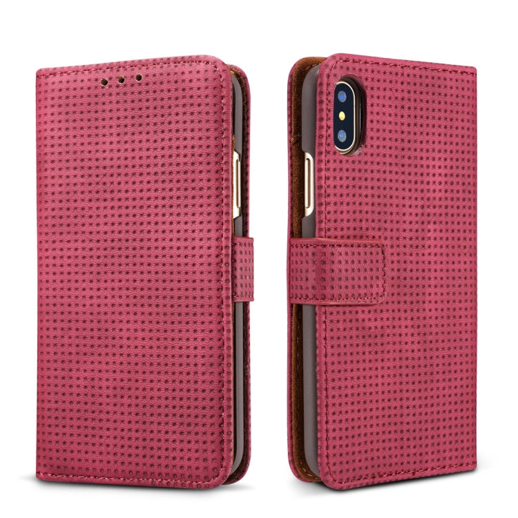 For iPhone X / XS Retro Style Mesh Breathable Horizontal Flip Leather Case with Card Slots & Holder & Wallet & Photo Frame