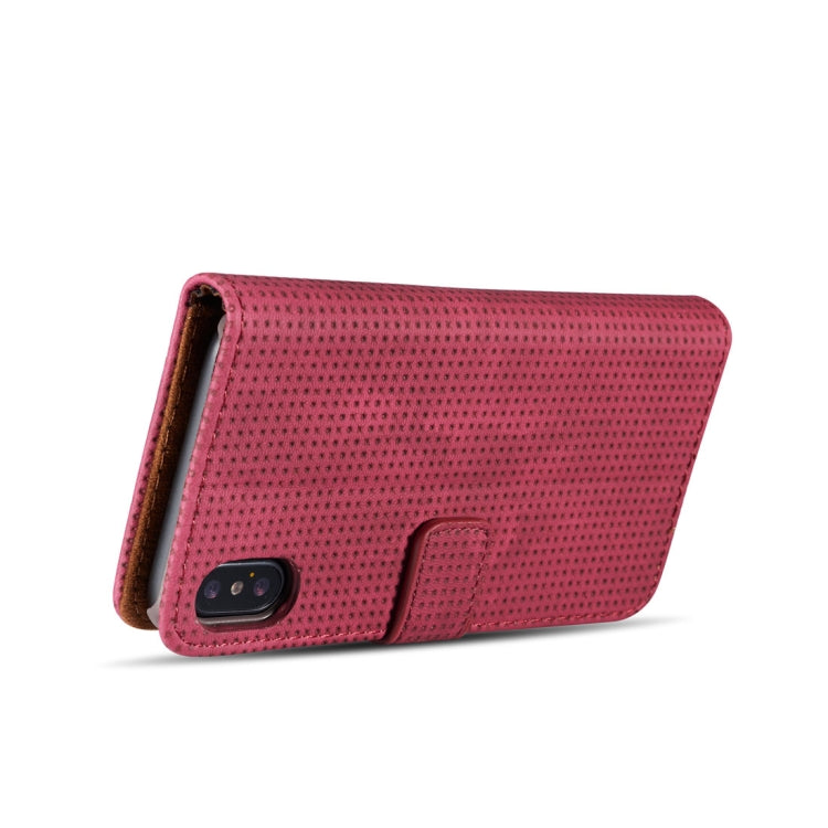 For iPhone X / XS Retro Style Mesh Breathable Horizontal Flip Leather Case with Card Slots & Holder & Wallet & Photo Frame