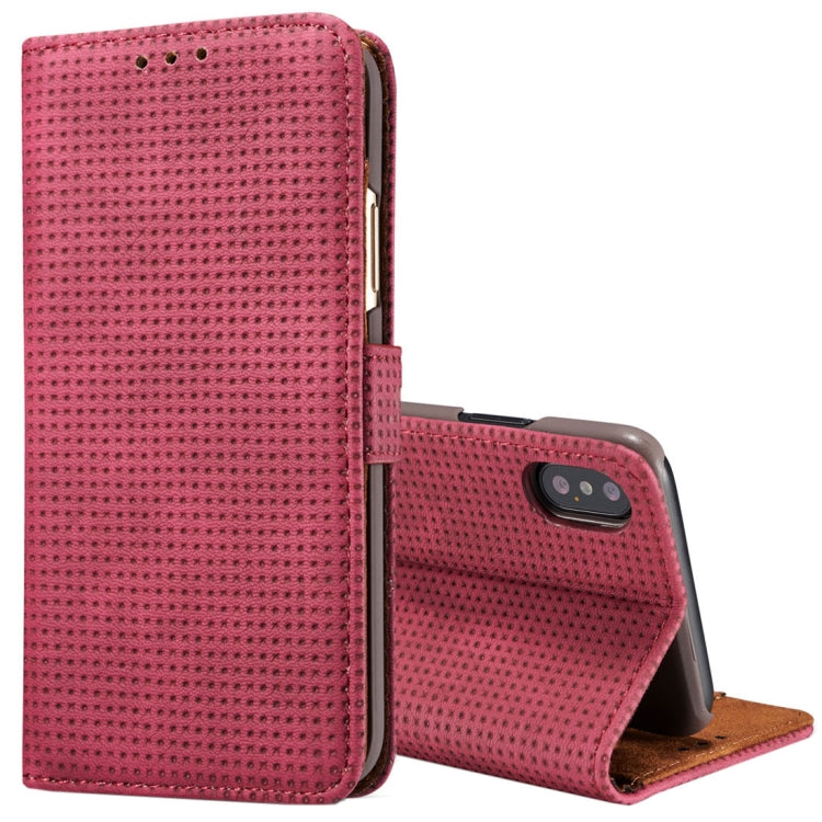 For iPhone X / XS Retro Style Mesh Breathable Horizontal Flip Leather Case with Card Slots & Holder & Wallet & Photo Frame