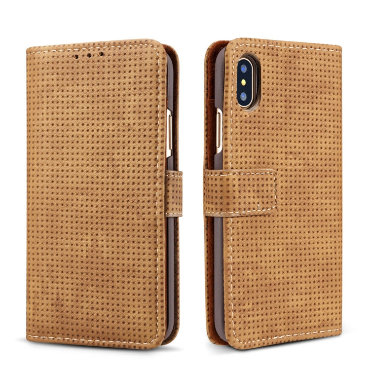 For iPhone X / XS Retro Style Mesh Breathable Horizontal Flip Leather Case with Card Slots & Holder & Wallet & Photo Frame