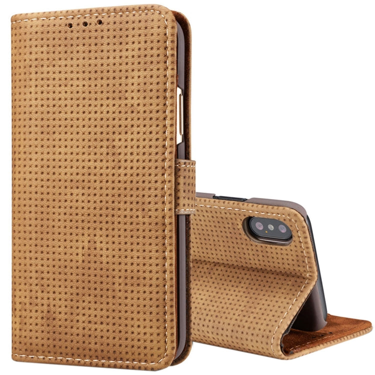 For iPhone X / XS Retro Style Mesh Breathable Horizontal Flip Leather Case with Card Slots & Holder & Wallet & Photo Frame